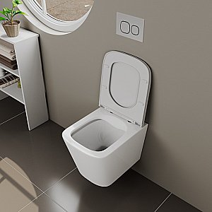 Унитаз подвесной с инсталляцией D&K Berlin DS1431605 белый/кнопка хром, безободковый, с крышкой микролифт купить в интернет-магазине Sanbest