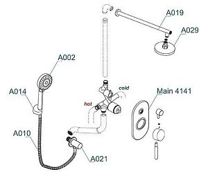 Душевая система WasserKRAFT Main A14129 купить в интернет-магазине сантехники Sanbest
