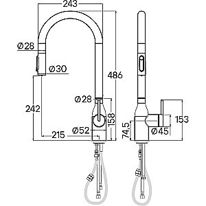 Смеситель для кухни Paulmark Universal Un213880-GM вороненая сталь купить в интернет-магазине сантехники Sanbest