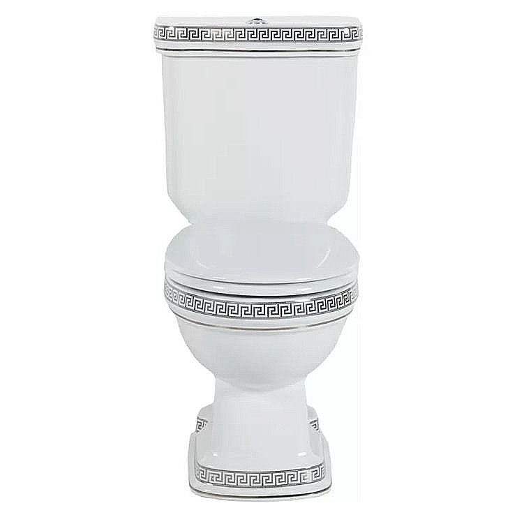 Унитаз напольный Creavit Klasik KL310-11CB00E-WP00 белый с декором VERCACI/хром, с бачком купить в интернет-магазине Sanbest