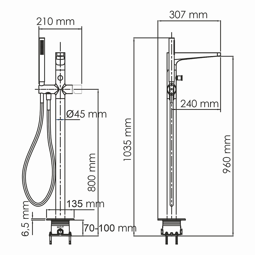 Смеситель для ванны WasserKRAFT Sauer 7121 купить в интернет-магазине сантехники Sanbest