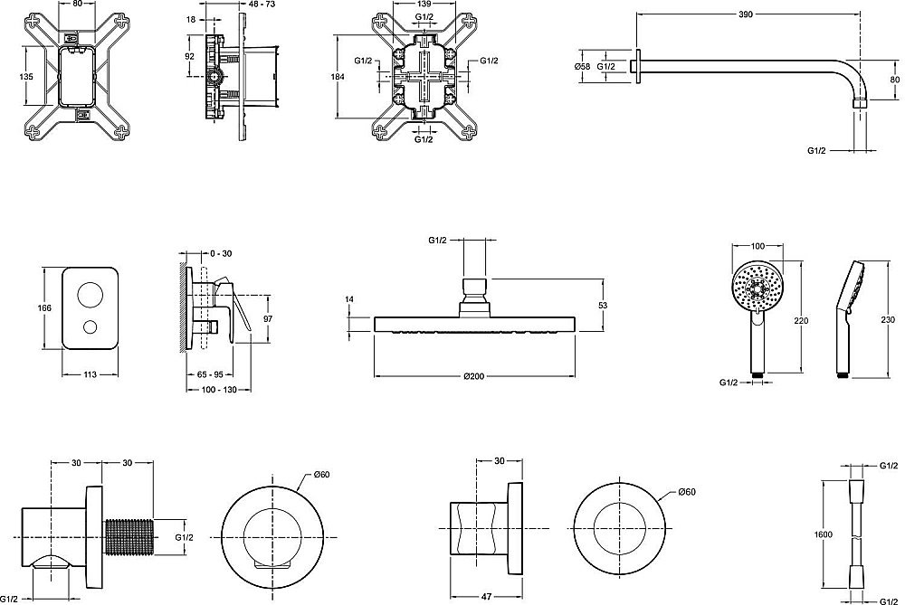 Душевая система Jacob Delafon MODULO E30759-CP купить в интернет-магазине сантехники Sanbest