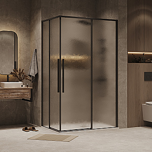 Душевой угол Grossman Galaxy 1/2.K33.01.12.21.02-1/2.K33.01.80L.21.02 120х80 профиль черный матовый/стекло шиншилла купить в интернет-магазине Sanbest