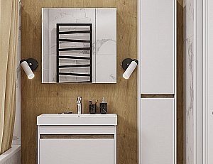 Тумба с раковиной Акватон Марти 70 белая/дуб эндгрейн для ванной в интернет-магазине Sanbest