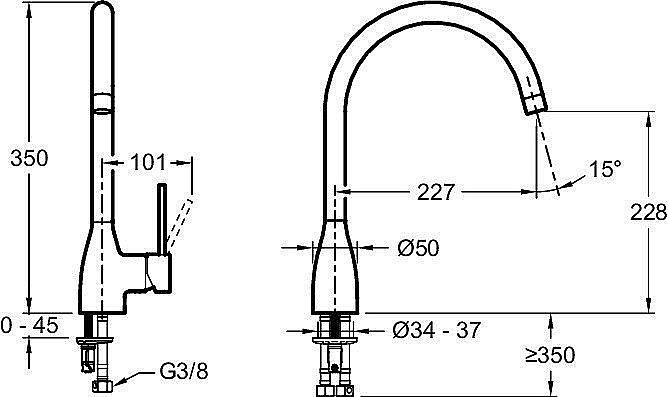 Смеситель для кухни Jacob Delafon MARIETTE E23303-CP купить в интернет-магазине сантехники Sanbest