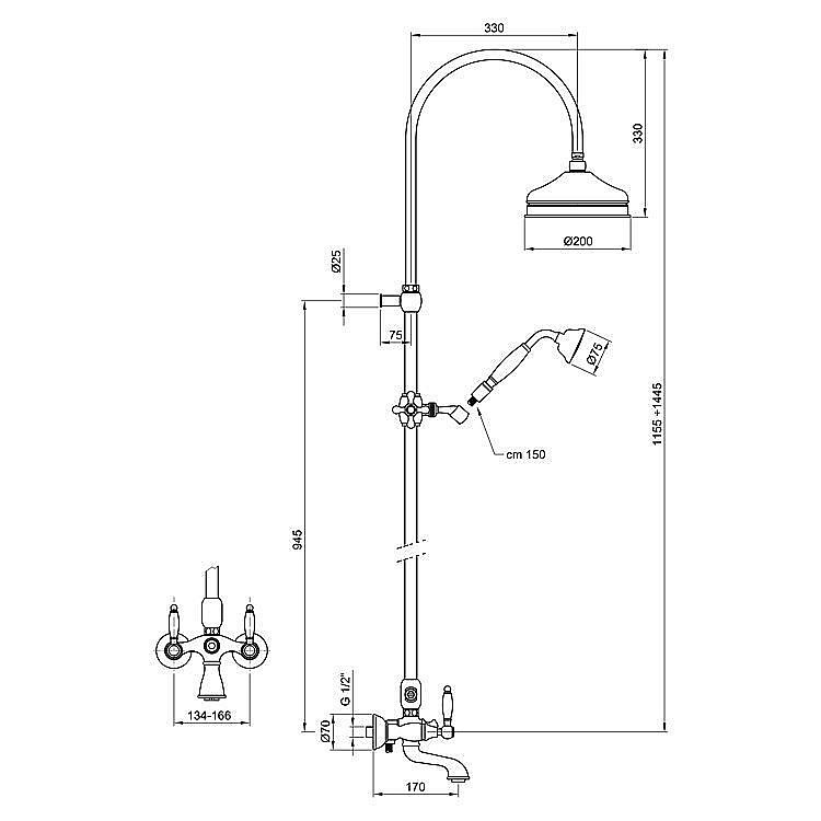 Душевая система Webert Dorian DO721208015 купить в интернет-магазине сантехники Sanbest