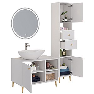 Тумба с раковиной Dreja LUNO 99.2002 80 белый глянец для ванной в интернет-магазине Sanbest