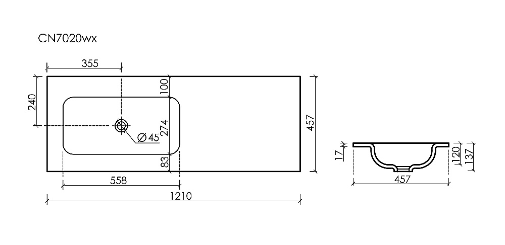 Раковина Ceramica Nova Grace 121 CN7020wx/CN7021wx белая купить в интернет-магазине Sanbest