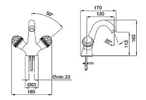 Смеситель для раковины Migliore Axo Crystal ML.AXO-634F бронза купить в интернет-магазине сантехники Sanbest