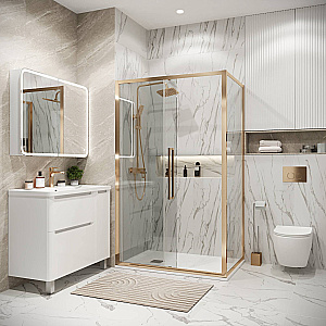 Душевой уголок Grossman Cosmo 130х100 120.K33.02.1310.32.00 стекло прозрачное/профиль золото брашированное купить в интернет-магазине Sanbest