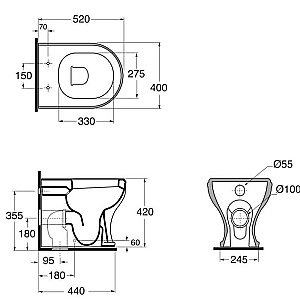 Унитаз с высоким бачком Azzurra Charme CHVCTT белый/бронза купить в интернет-магазине Sanbest