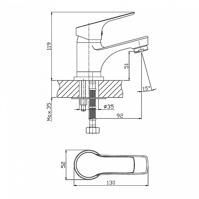 Смеситель для раковины Orange Dia M45-021cr хром купить в интернет-магазине сантехники Sanbest