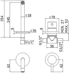 Смеситель для раковины Paffoni Light LIG007NO70 купить в интернет-магазине сантехники Sanbest