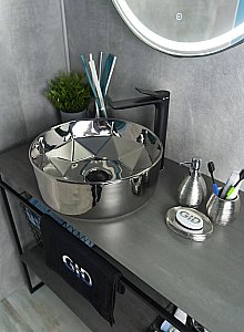 Раковина накладная Gid 40 D1342h014 53330 серебро купить в интернет-магазине Sanbest