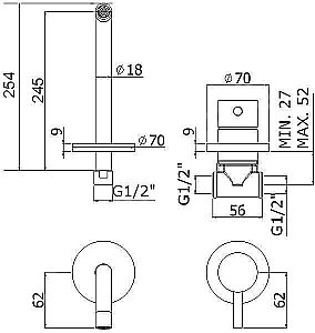 Смеситель для раковины Paffoni Light LIG007NO70 купить в интернет-магазине сантехники Sanbest