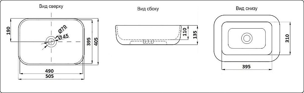 Раковина накладная CeramaLux NC 50,5 78104MH-5 светло-серая купить в интернет-магазине Sanbest