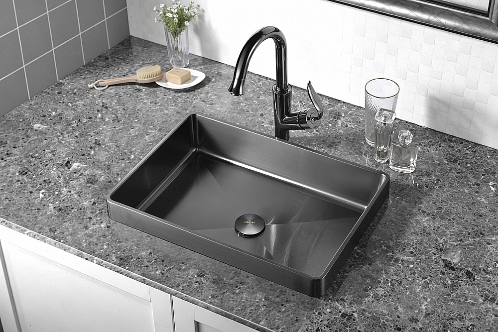 Раковина врезная сверху ABBER Wasser Kreis 51 AF2401GM оружейная сталь купить в интернет-магазине Sanbest