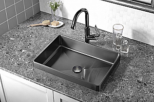 Раковина врезная сверху ABBER Wasser Kreis 51 AF2401GM оружейная сталь купить в интернет-магазине Sanbest
