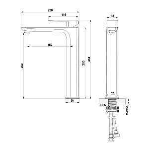 Смеситель для раковины Oliveeka D OL-239003-MB черный матовый купить в интернет-магазине сантехники Sanbest