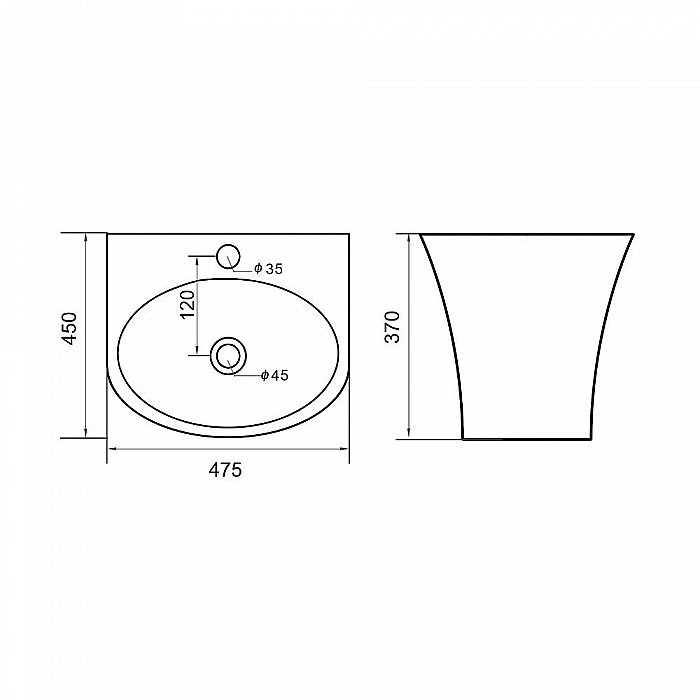 Раковина Orange 48 B07-475w белая купить в интернет-магазине Sanbest