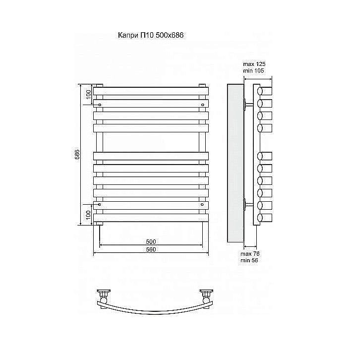 Полотенцесушитель электрический Terminus Капри П10 500x686 левый/правый купить в интернет-магазине сантехники Sanbest
