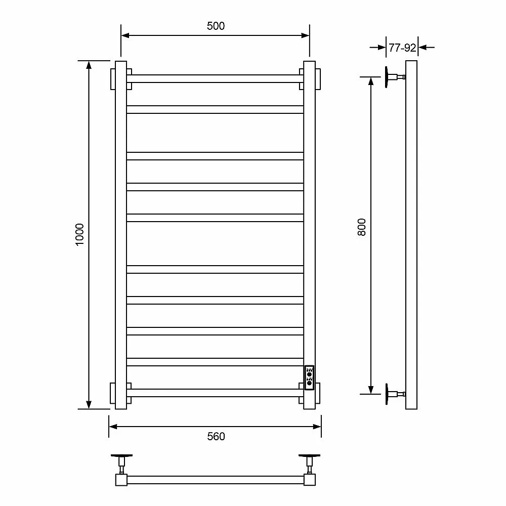 Полотенцесушитель электрический Veconi Barro-B B10050B-B черный купить в интернет-магазине сантехники Sanbest