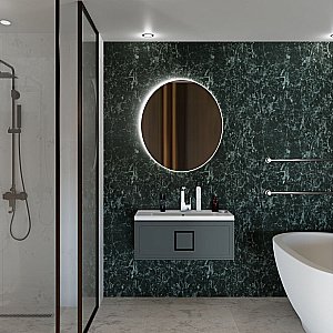 Тумба с раковиной LA FENICE Cubo Grigio 80 серая/ручка черная для ванной в интернет-магазине Sanbest