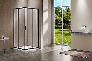 Душевой уголок Vincea Garda VSS-1G1011CLB 110x100 стекло прозрачное/профиль черный купить в интернет-магазине Sanbest