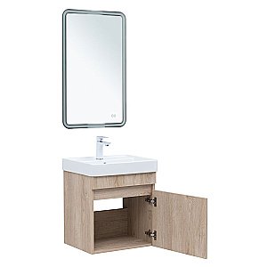 Тумба с раковиной Aquanet Оптима 50 344802+301802 светлый дуб для ванной в интернет-магазине Sanbest