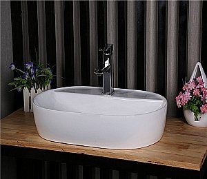 Раковина накладная Ceramalux N 61 D1346 белая купить в интернет-магазине Sanbest