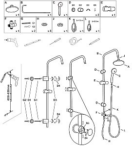 Душевая система Aquanet Passion R AF300-70-R-B черная матовая купить в интернет-магазине сантехники Sanbest