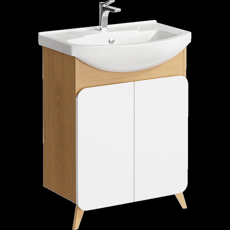 Тумба с раковиной Aqwella Basic 65 дуб золотой для ванной в интернет-магазине Sanbest