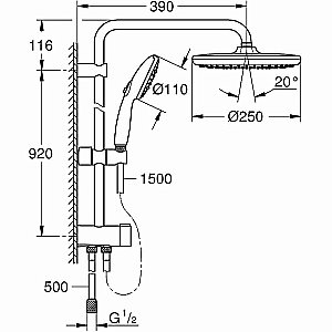 Душевая система Grohe Tempesta 250 26675001 хром купить в интернет-магазине сантехники Sanbest