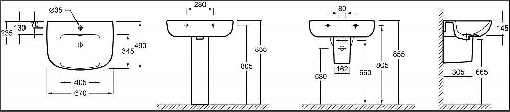 Раковина Jacob Delafon ODEON UP 67 E4754C-00 белая купить в интернет-магазине Sanbest