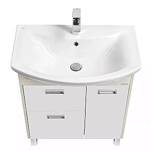 Тумба с раковиной Акватон Бекка 70 белая/дуб сомерсет для ванной в интернет-магазине Sanbest