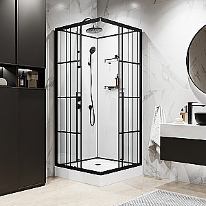 Душевая кабина Niagara Standart ST90/15Q/KL/BKT 90х90 стекло прозрачное/профиль черный матовый купить в интернет-магазине Sanbest