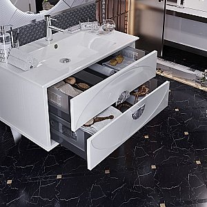 Тумба с раковиной Опадирис Ибица 90 белая глянцевая/хром для ванной в интернет-магазине Sanbest