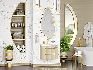 Тумба с раковиной подвесная Brevita Арьяна 60 ARI-01060-03062Я капучино для ванной в интернет-магазине Sanbest