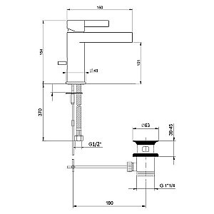 Смеситель для раковины Webert DoReMi DR830102564 купить в интернет-магазине сантехники Sanbest