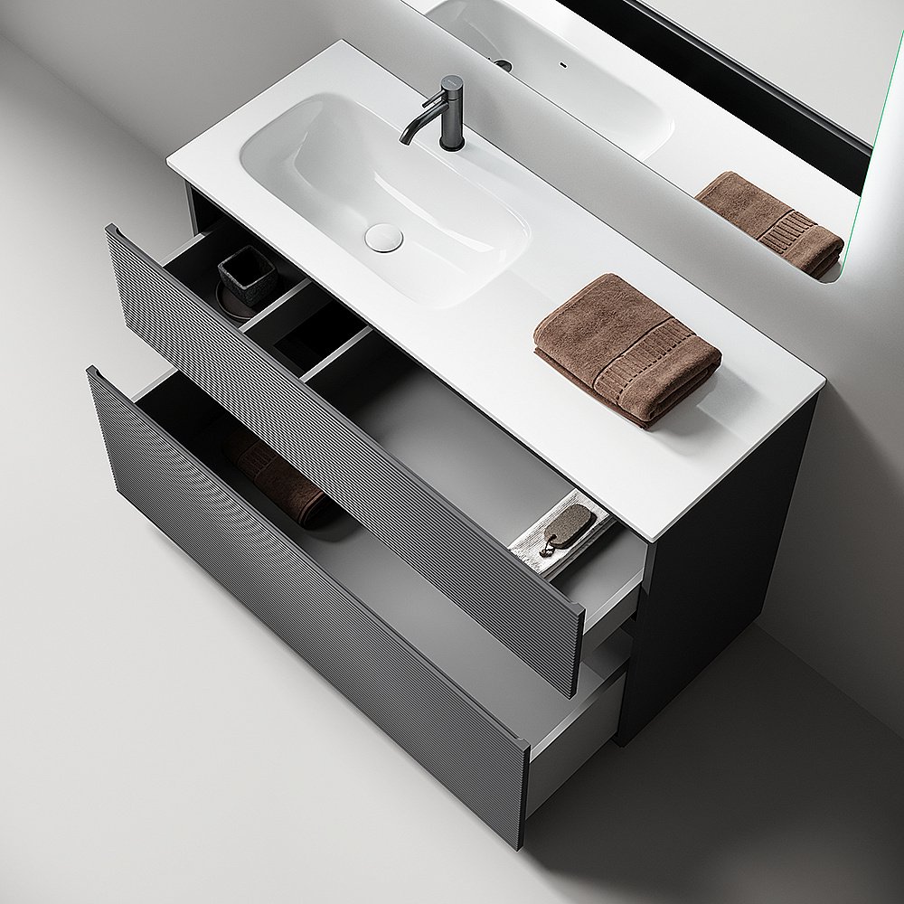 Тумба с раковиной Sancos Folk Floor FL120FLGS/FL120FRGS Grey soft для ванной в интернет-магазине Sanbest