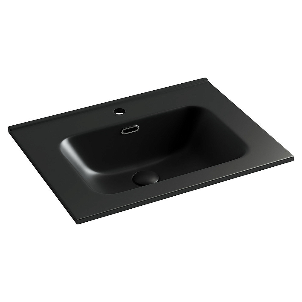 Тумба с раковиной Sancos Velta 60 VL60GGCN+CN7001MB серо-зеленая матовая/раковина черная матовая, с отверстием для ванной в интернет-магазине Sanbest