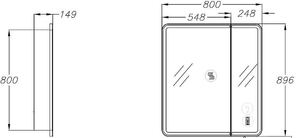 Зеркальный шкаф Опадирис Элеганс 80 00-00006876 премиум купить в интернет-магазине сантехники Sanbest