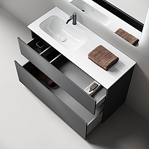 Тумба с раковиной Sancos Folk Floor FL120FLGS/FL120FRGS Grey soft для ванной в интернет-магазине Sanbest