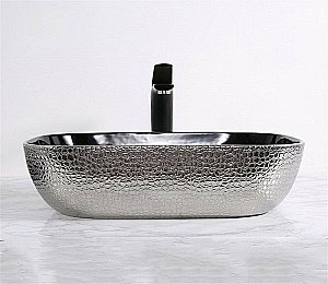 Раковина накладная CeramaLux NC 45,5 D1333H009 серебро купить в интернет-магазине Sanbest