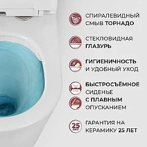 Унитаз подвесной Cezares Liner-Tor CZR-3808-53-TH-TOR/SC белый, безободковый, с крышкой микролифт, слив торнадо купить в интернет-магазине Sanbest