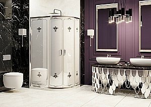 Душевой уголок Ambassador Royal 18015101 120х80 стекло белое с декором/профиль хром купить в интернет-магазине Sanbest