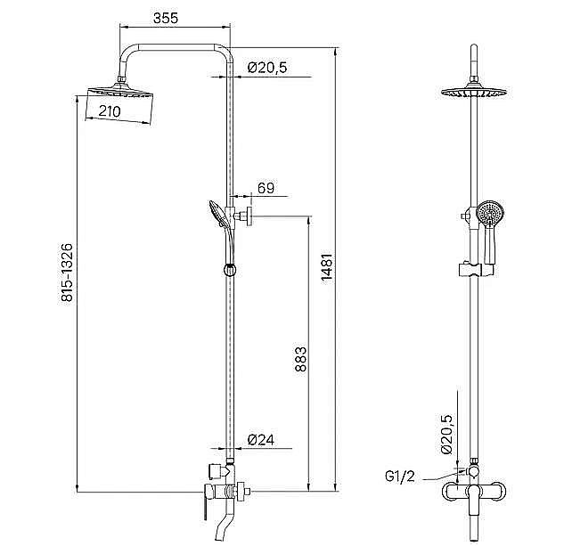 Душевая система Milardo Helic HELSB1FM06 хром купить в интернет-магазине сантехники Sanbest