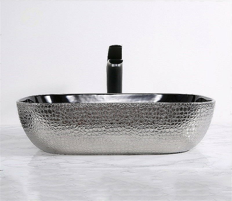 Раковина накладная CeramaLux NC 45,5 D1333H009 серебро купить в интернет-магазине Sanbest