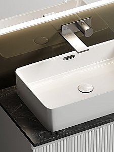 Тумба с раковиной Sancos SNOB T 80 со столешницей, белая матовый для ванной в интернет-магазине Sanbest