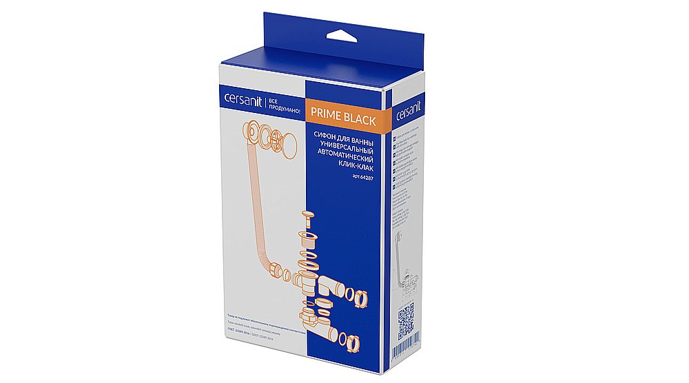 Слив-перелив для ванны Cersanit PRIME  BLACK 64287 черный купить в интернет-магазине сантехники Sanbest